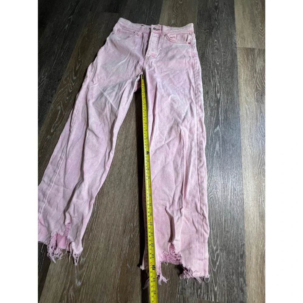 Wild‎ Fable Straight Leg Jeans Womens 4 Pink Good Distressed High Rise Acid Wash